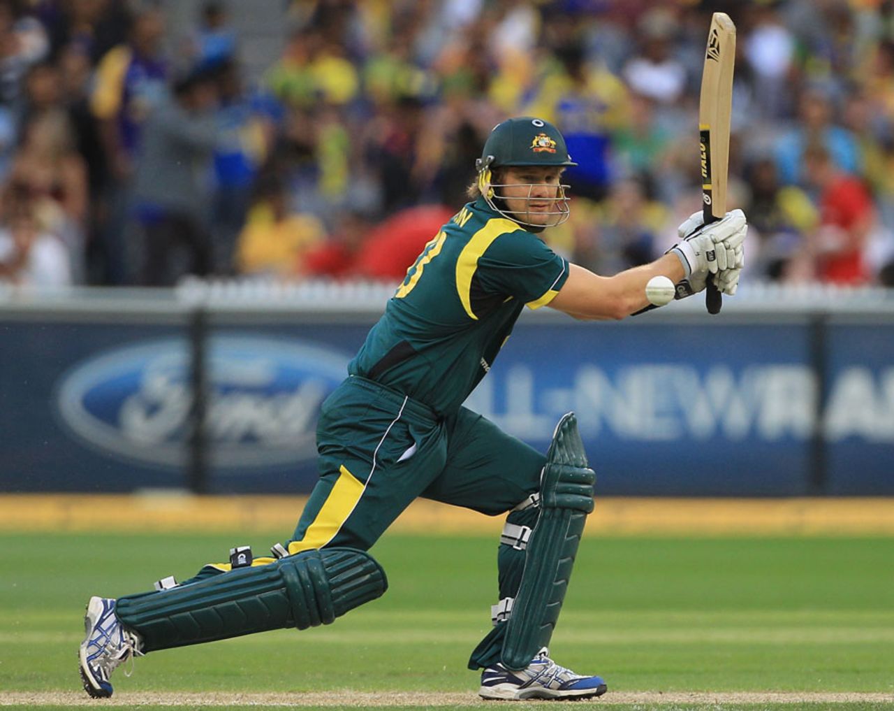Shane Watson leans into a drive, Australia v Sri Lanka, CB series, Melbourne, March 2, 2012