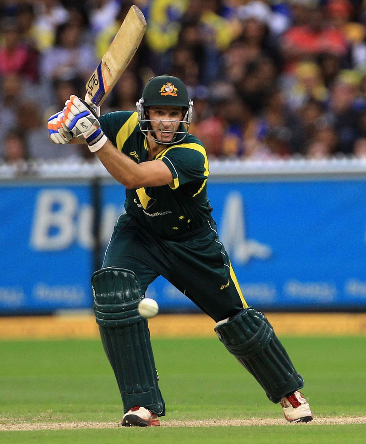Michael Hussey plays a drive, Australia v Sri Lanka, CB series, Melbourne, March 2, 2012