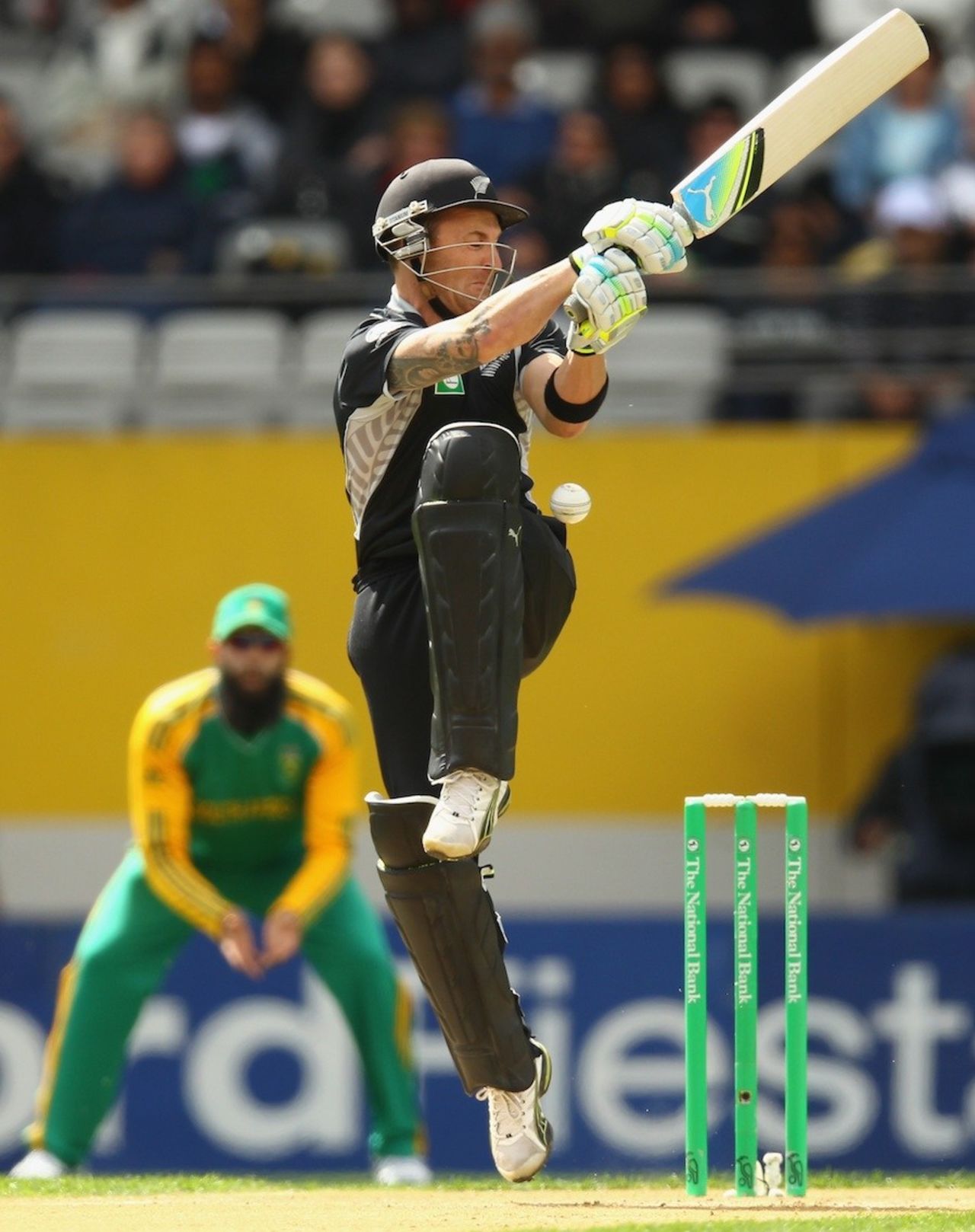 Brendon McCullum fails to connect with a pull, New Zealand v South Africa, 3rd ODI, Auckland, March 3, 2012
