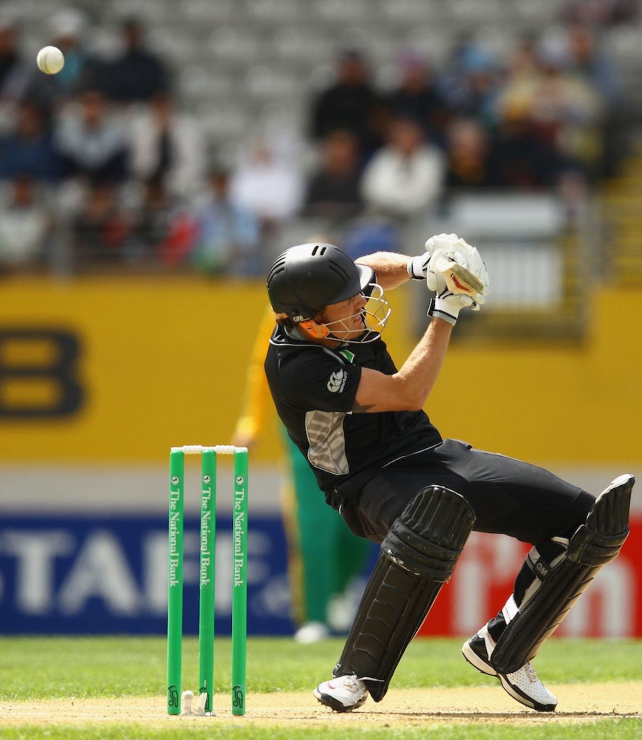 Rob Nicol ducks under a quick bouncer, New Zealand v South Africa, 3rd ODI, Auckland, March 3, 2012