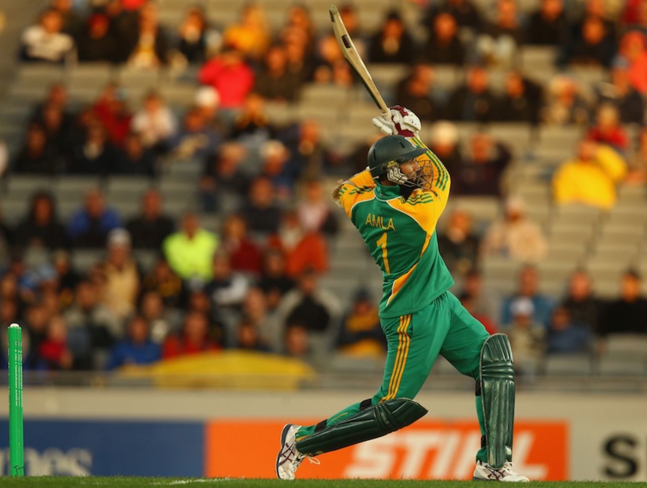 Hashim Amla lofts down the ground, New Zealand v South Africa, 3rd ODI, Auckland, March 3, 2012