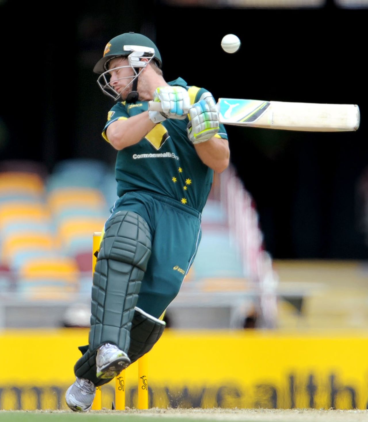 Matthew Wade evades a bouncer, Australia v Sri Lanka, Brisbane, CB Series 1st final, March 4, 2012