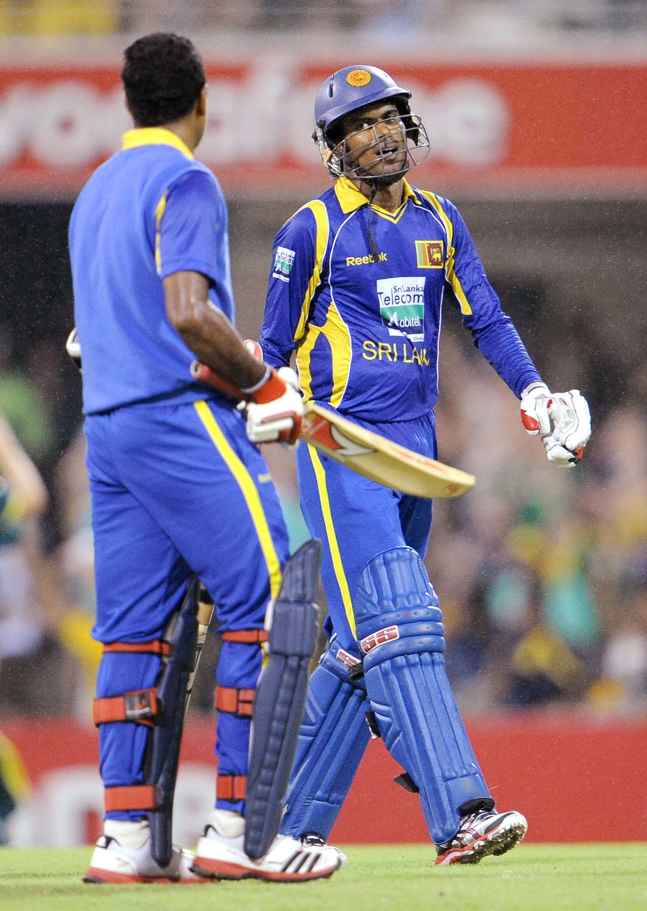 Upul Tharanga reacts to being dismissed for 60, Australia v Sri Lanka, Brisbane, CB Series 1st final, March 4, 2012 