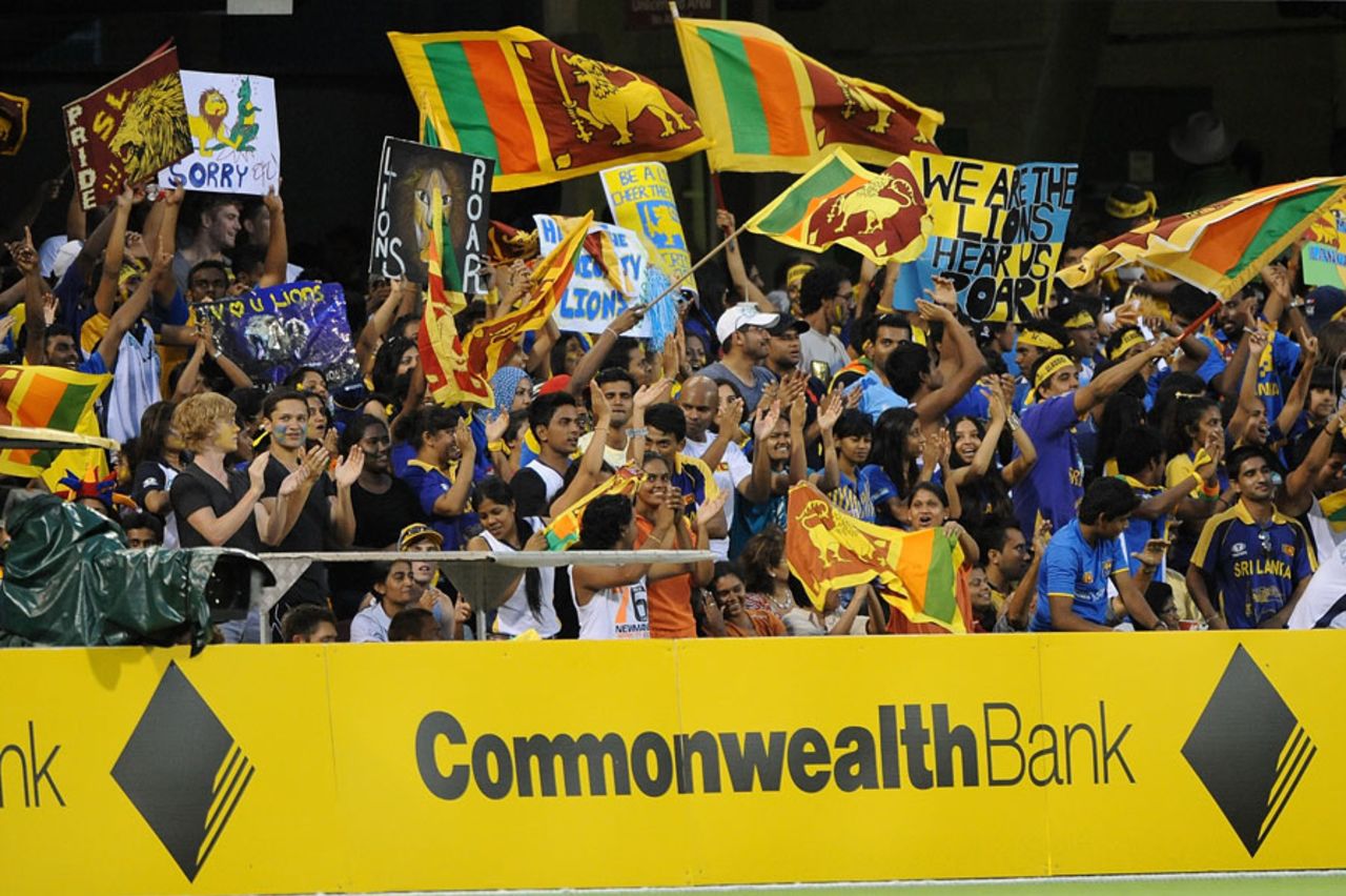 Sri Lankan fans cheer their team on at the Gabba, Australia v Sri Lanka, Brisbane, CB Series 1st final, March 4, 2012 