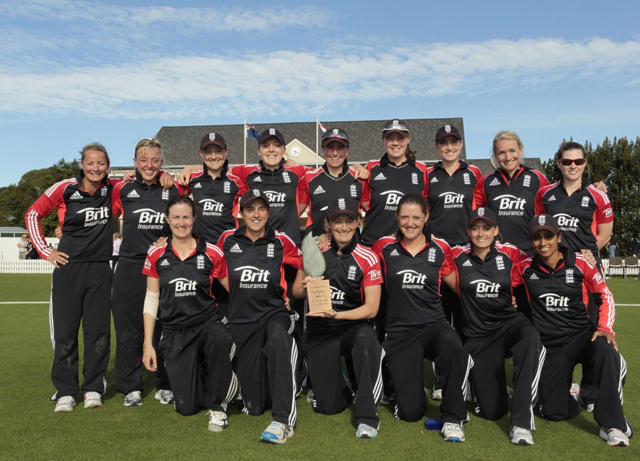 England Women celebrate their series victory, New Zealand Women v England Women, 3rd ODI Christchurch, March, 5, 2012