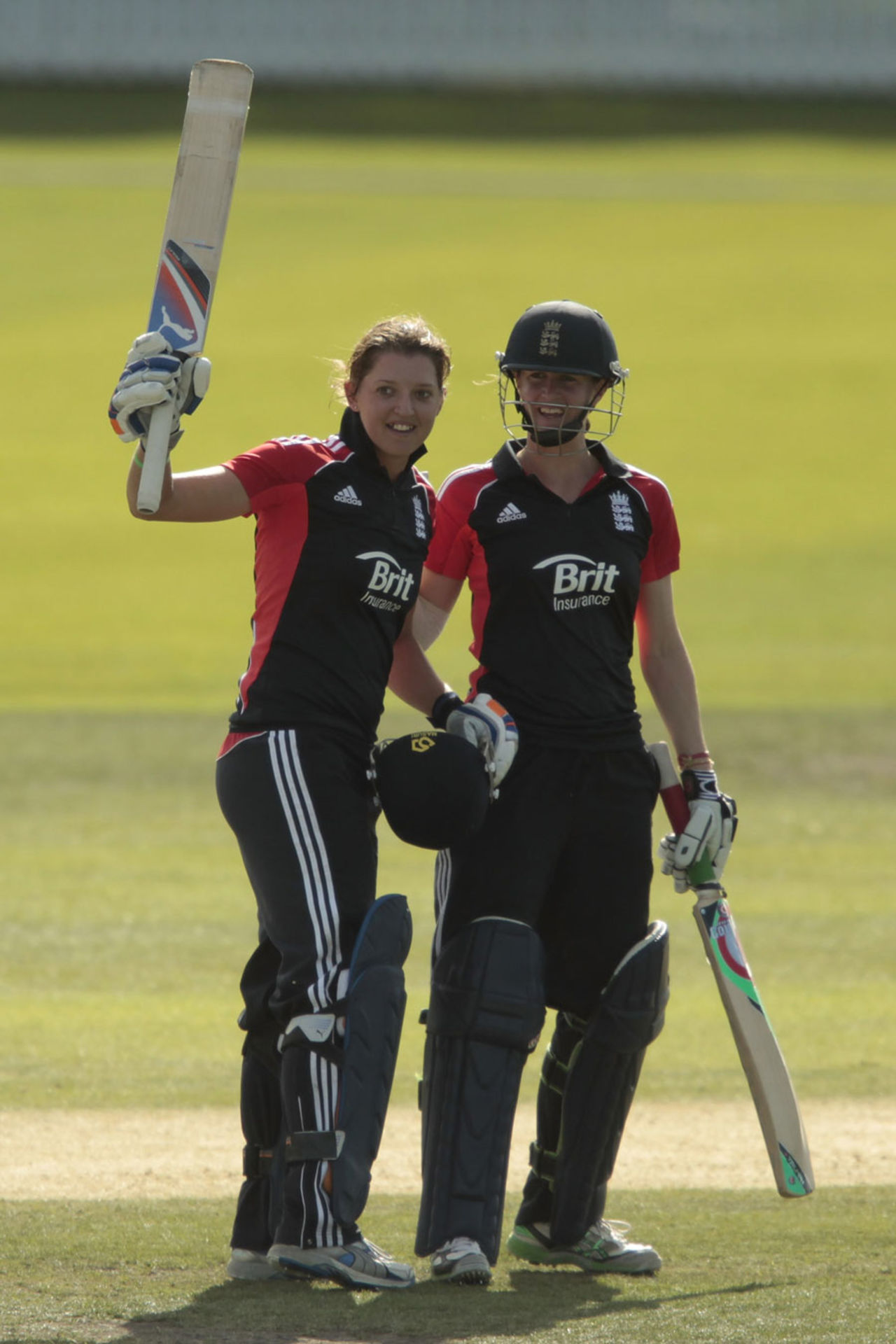 Sarah Taylor celebrates her hundred. She and Lydia Greenway added 201 for the fourth wicket, New Zealand Women v England Women, 3rd ODI Christchurch, March, 5, 2012
