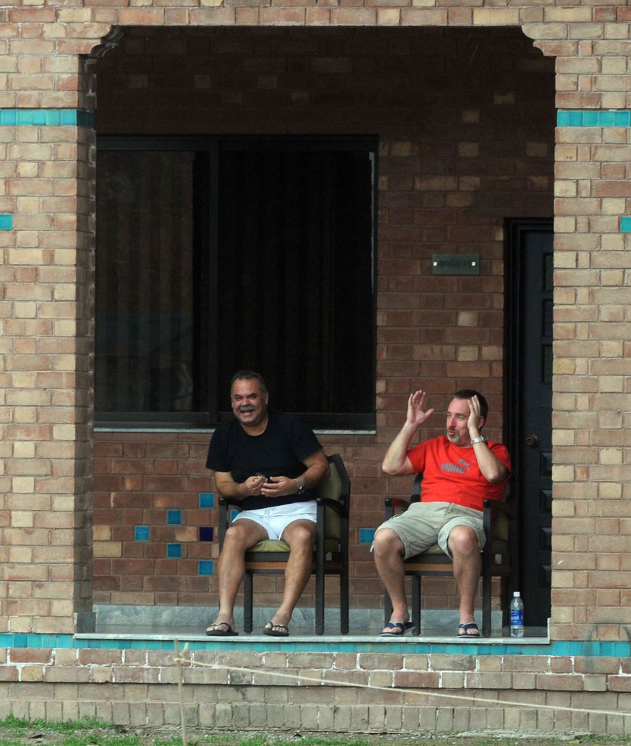 Dav Whatmore and Julien Fountain at the cricket academy, Lahore, March 4, 2012