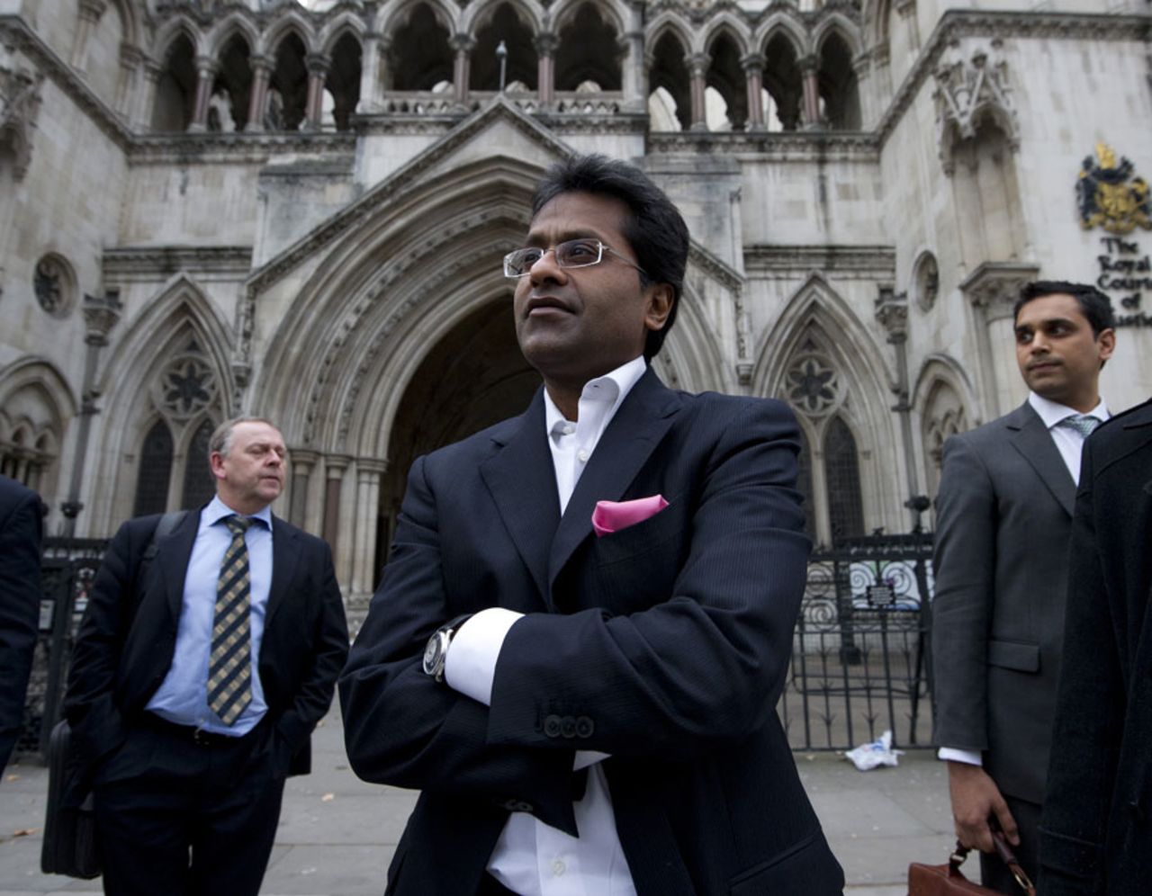 Lalit Modi leaves the High Court in London after a hearing in a libel case against him, London, March, 5, 2012