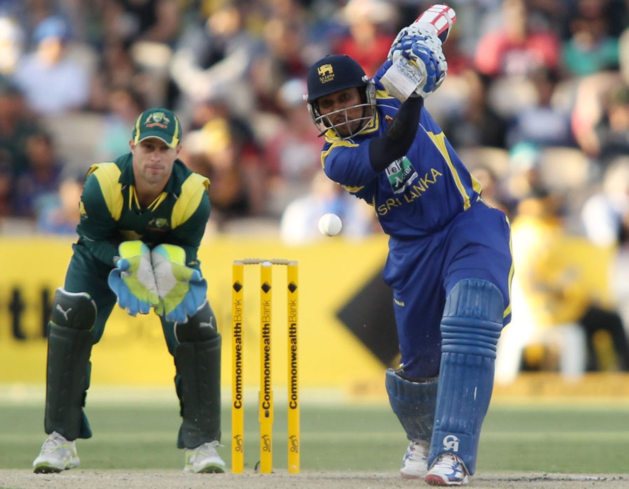 Tillakaratne Dilshan plays an off drive, Australia v Sri Lanka, Commonwealth Bank Series, 2nd final, Adelaide, March 6, 2012 