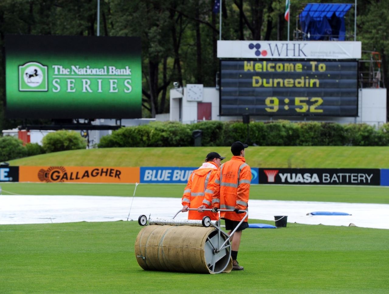 The ground staff at work at the University Oval, New Zealand v South Africa, 1st Test, Dunedin, 1st day, March 7, 2012