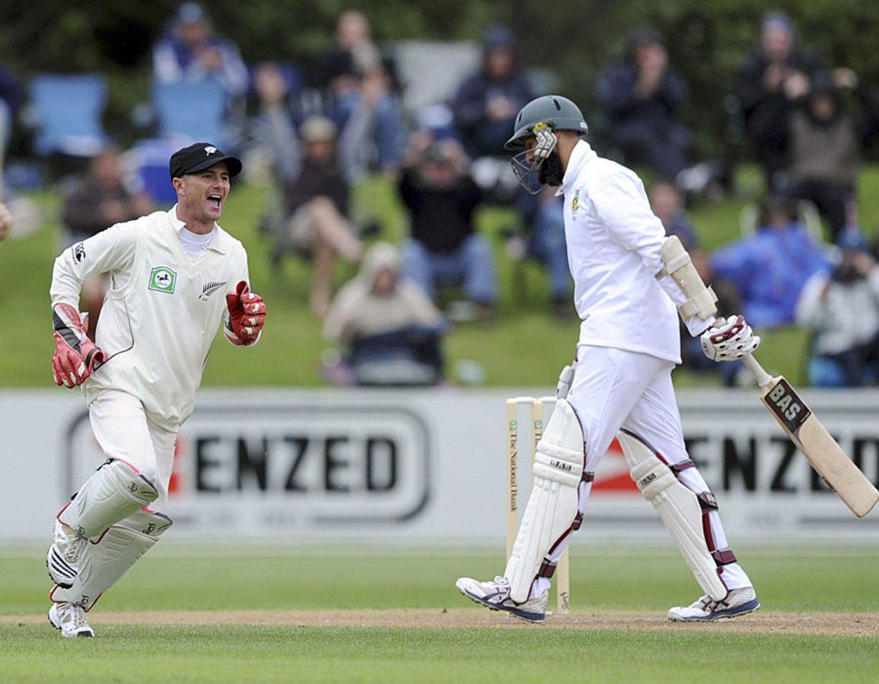 Hashim Amla walks off for 62, New Zealand v South Africa, 1st Test, Dunedin, 1st day, March 7, 2012