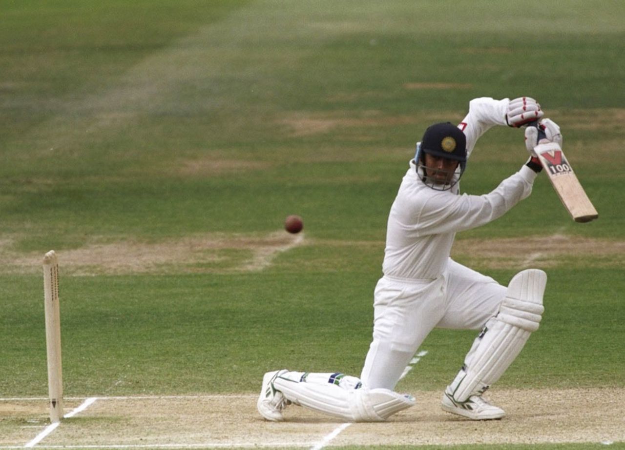 Rahul Dravid drives through point during his debut Test, England v India, 2nd Test, Lord's, 3rd day, June 22, 1996