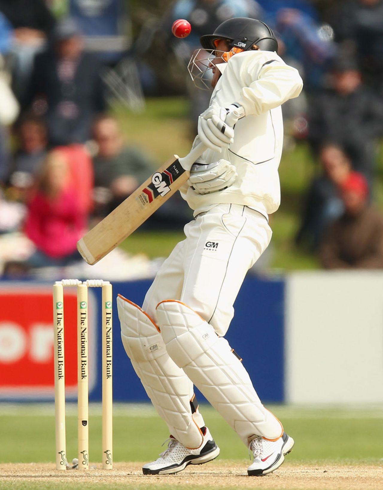 Rob Nicol tries to get out of the way of a short ball, New Zealand v South Africa, 1st Test, Dunedin, 4th day, March 10, 2012