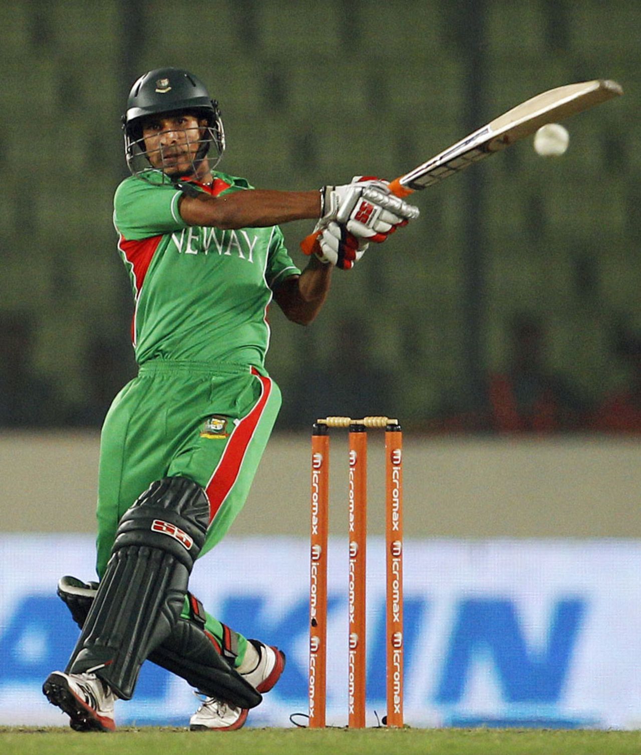 Nasir Hossain plays a cross-batted shot, Bangladesh v Pakistan, Asia Cup, Mirpur, March 11, 2012