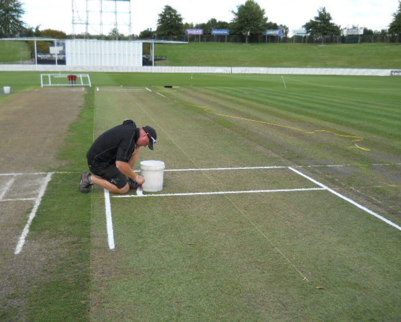 A green pitch at Seddon Park, two days before the New Zealand-South Africa Test, Hamilton, March 13, 2012