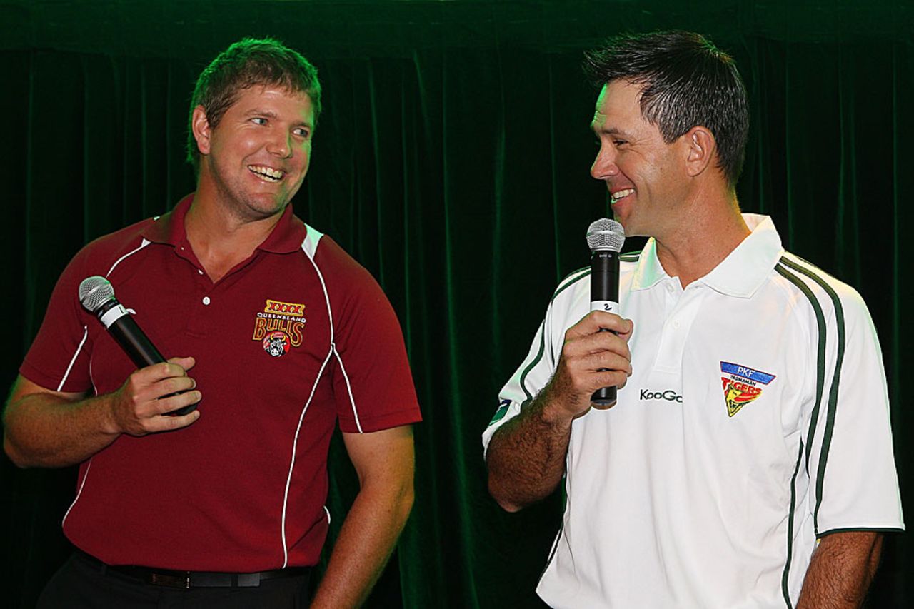 James Hopes and Ricky Ponting address the audience at the 2012 State Cricket Awards, Brisbane, March 14, 2012