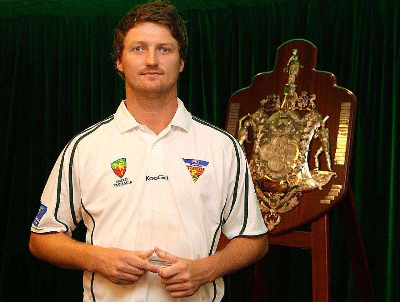 Tasmania's Jackson Bird was named Shield Player of the Year at the 2012 State Cricket Awards, Brisbane, March 14, 2012
