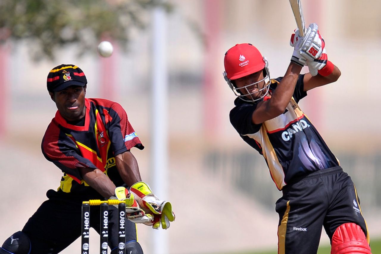 Nitish Kumar punches through the off side during his half-century, Canada v Papua New Guinea, ICC World Twenty20 Qualifiers, Dubai, March 14, 2012