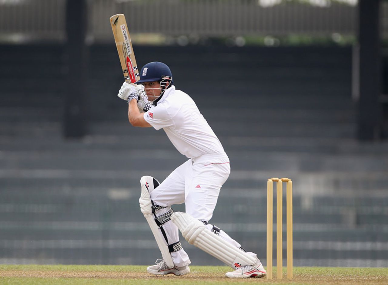 Alastair Cook hit an unbeaten 163 in England's warm-up match, Sri Lanka Board XI v England XI, Colombo, March 16, 2012