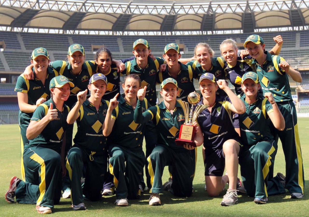 Australia Women celebrate their series victory, India Women v Australia Women, 3rd ODI, Wankhede Stadium, Mumbai, March 16, 2012