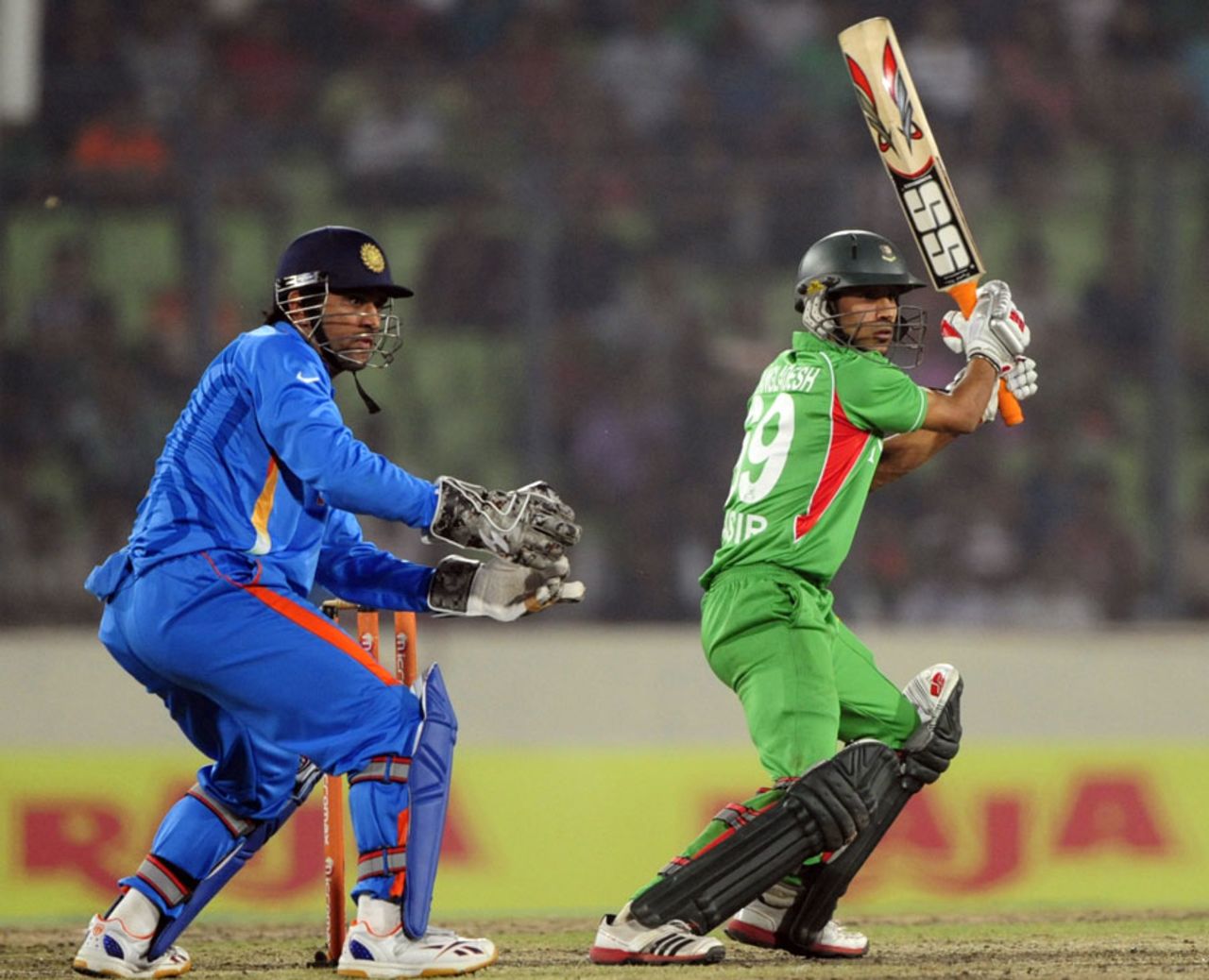 Nasir Hossain plays a cut, Bangladesh v India, Asia Cup, Mirpur, March 16, 2012