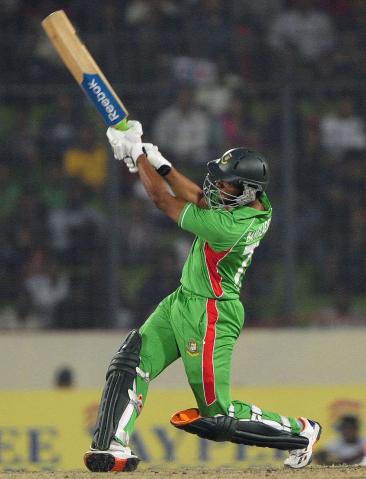 Shakib Al Hasan smashes one to the leg side, Bangladesh v India, Asia Cup, Mirpur, March 16, 2012