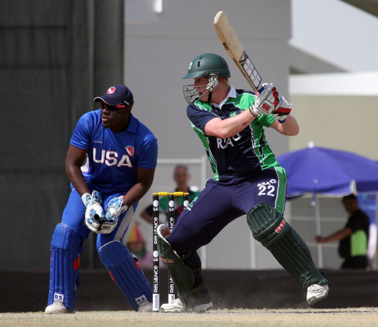 Kevin O'Brien plays a cut shot during his innings, Ireland v USA, ICC World Twenty20 Qualifier, Dubai, March 16, 2012