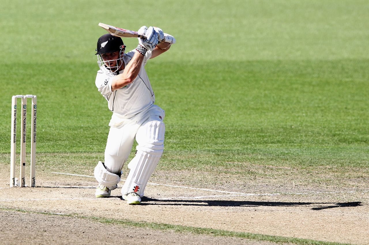 Kane Williamson drives through the off side, New Zealand v South Africa, 2nd Test, Hamilton, 3rd day, March 17, 2012