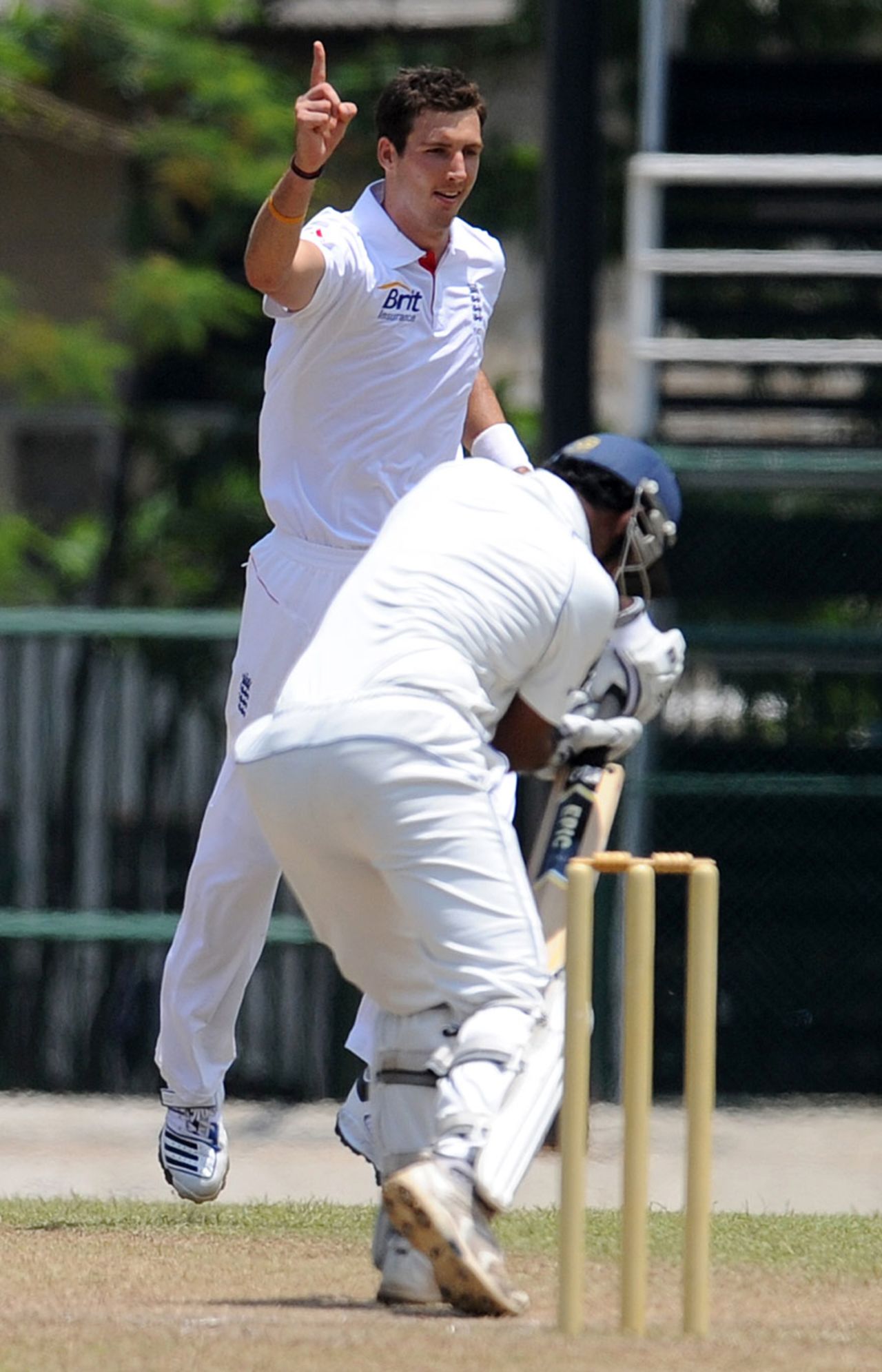 Steven Finn has Prasanna Jayawardene caught behind, Sri Lanka Board XI v England XI, tour match, Colombo, 3rd day, March 17, 2012