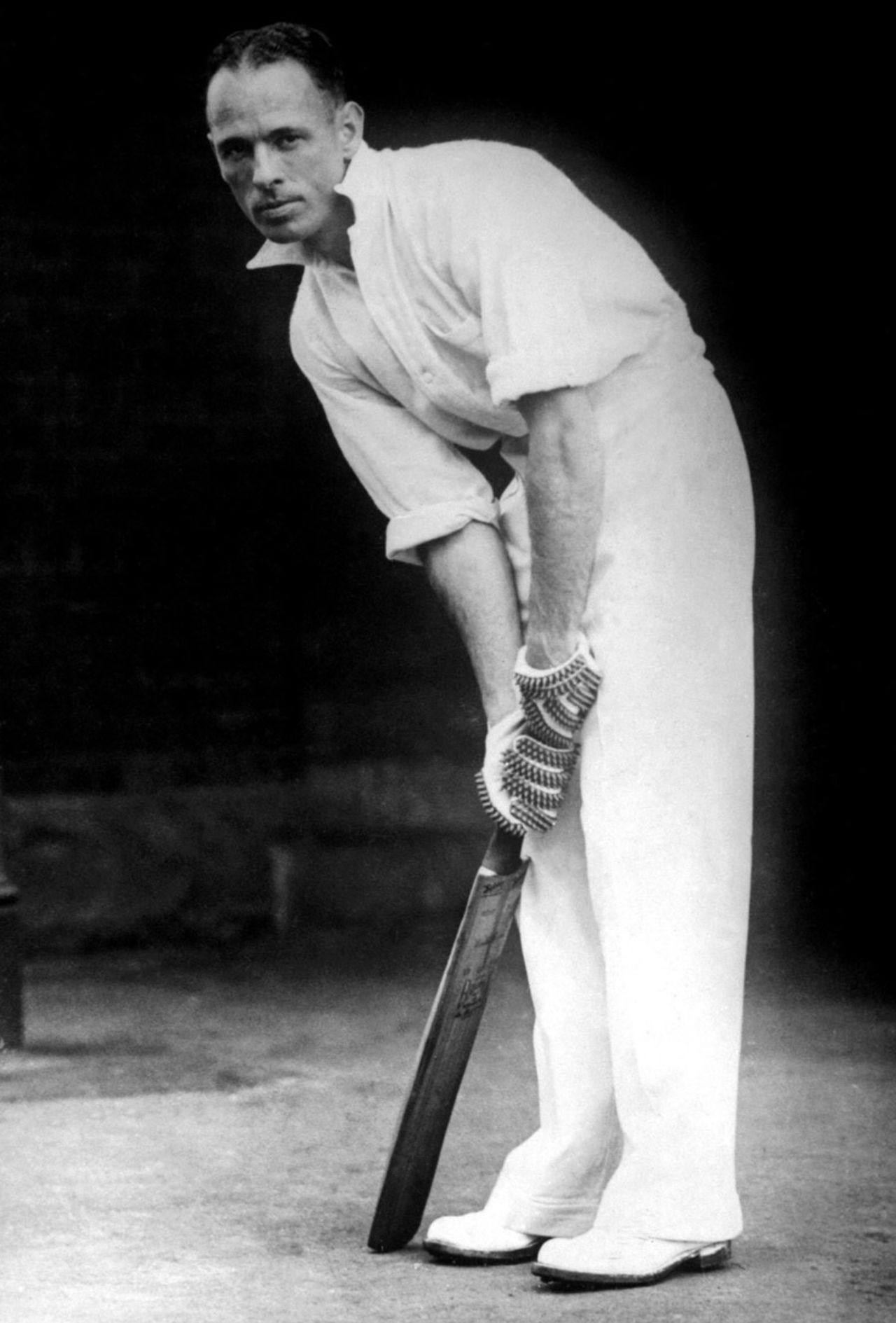 Jack Fingleton in his batting stance, February 1, 1934