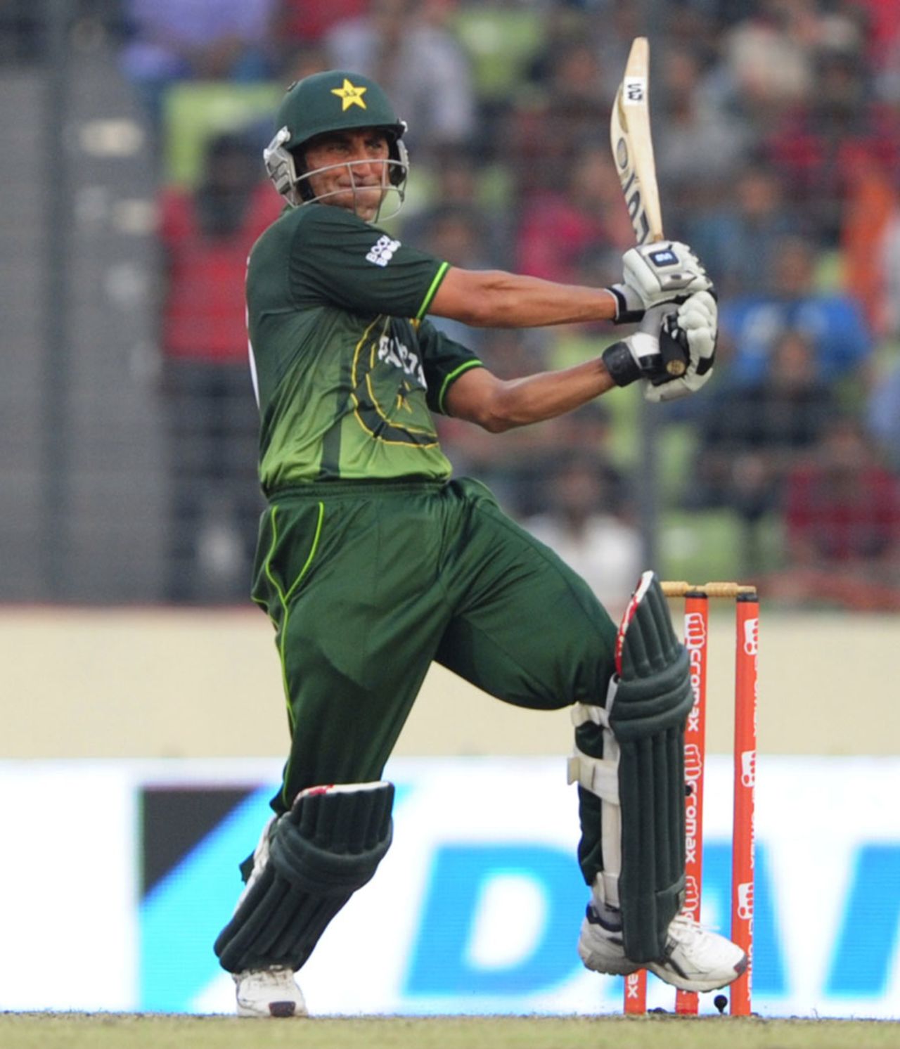 Younis Khan pulls during his half-century, India v Pakistan, Asia Cup, Mirpur, March 18, 2012
