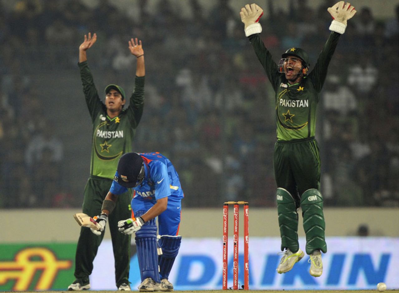 Gautam Gambhir was trapped lbw second ball of India's chase, India v Pakistan, Asia Cup, Mirpur, March 18, 2012