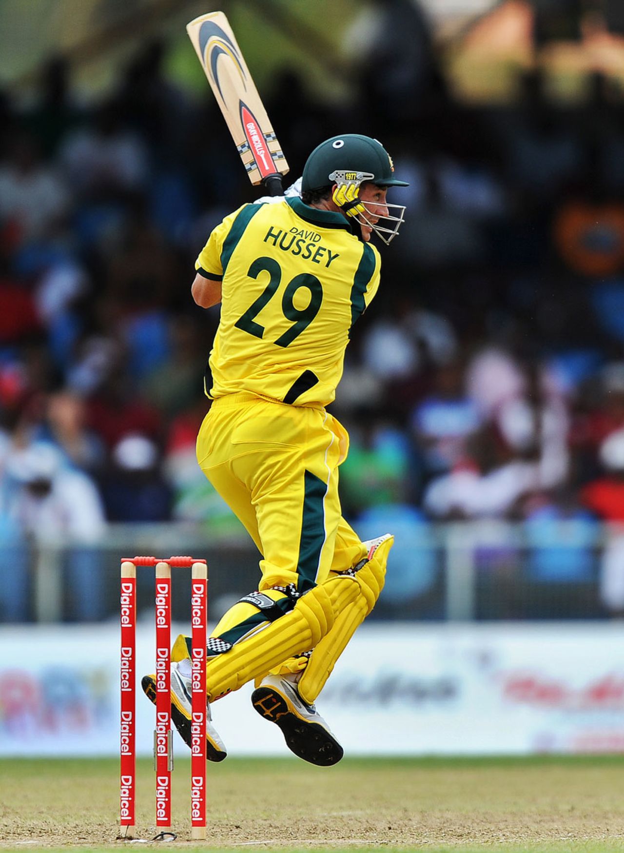 David Hussey tries to provide some impetus for Australia, West Indies v Australia, 2nd ODI, St Vincent, March 18, 2012
