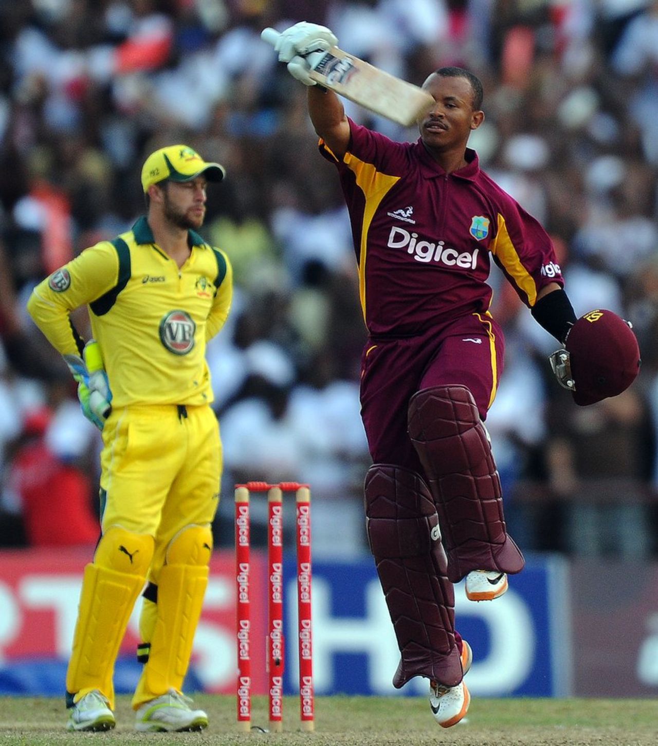 Carlton Baugh hit the winning runs, West Indies v Australia, 2nd ODI, St Vincent, March 18, 2012