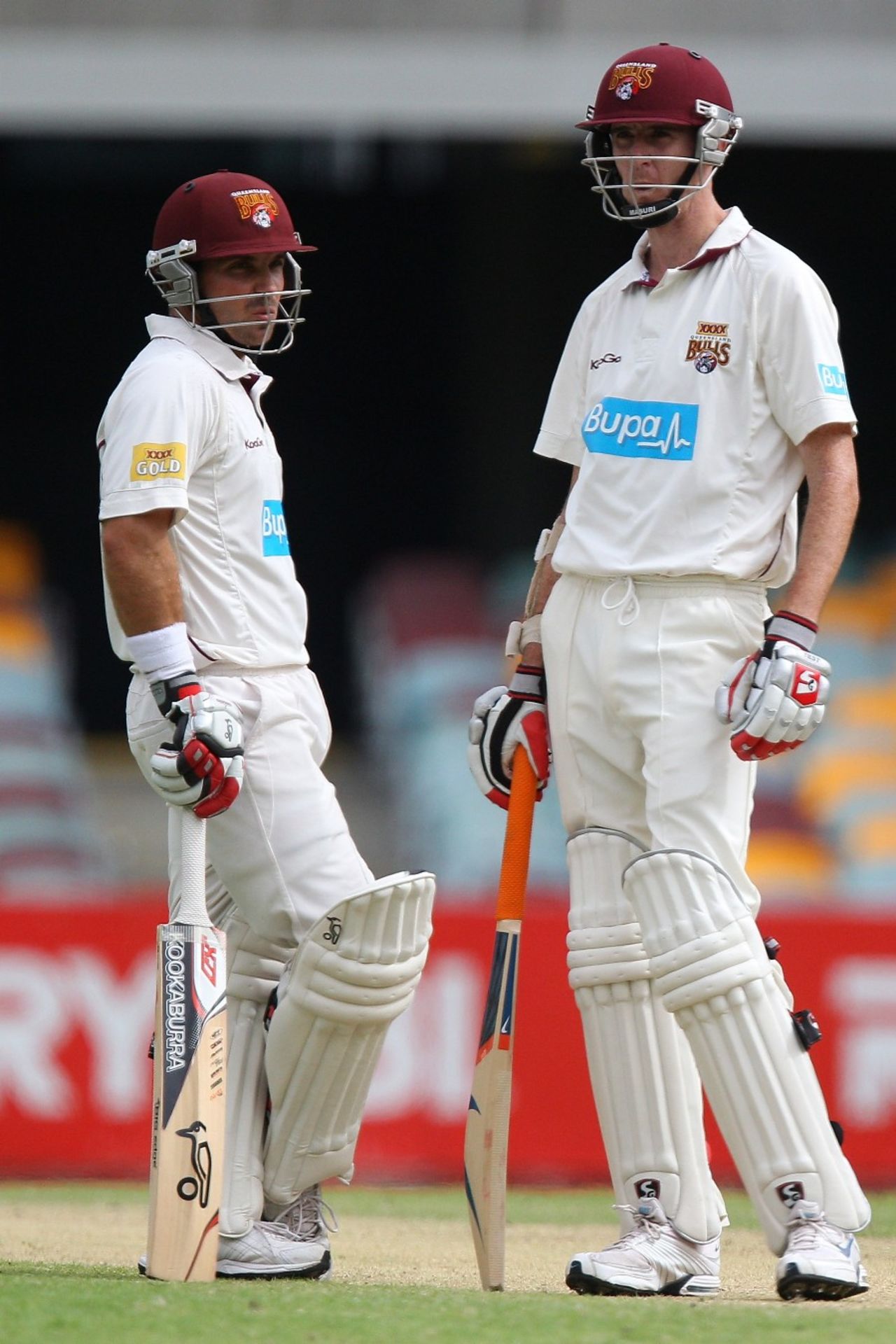 Chris Hartley and Steve Magoffin during their title-winning partnership, Queensland v Tasmania, Sheffield Shield final, 4th day, March 19, 2012