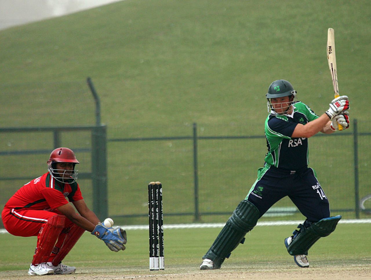 Gary Wilson cuts on his way to a half-century, Italy v Scotland, ICC World Twenty20 Qualifier, Dubai, March 19, 2012