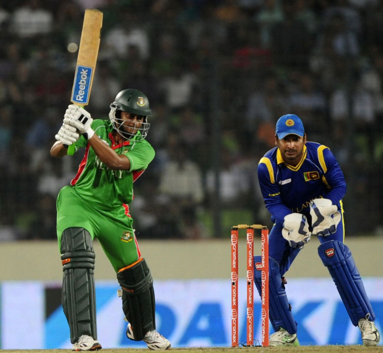 Shakib Al Hasan plays a drive, Bangladesh v Sri Lanka, Asia Cup, Mirpur, March 20, 2012