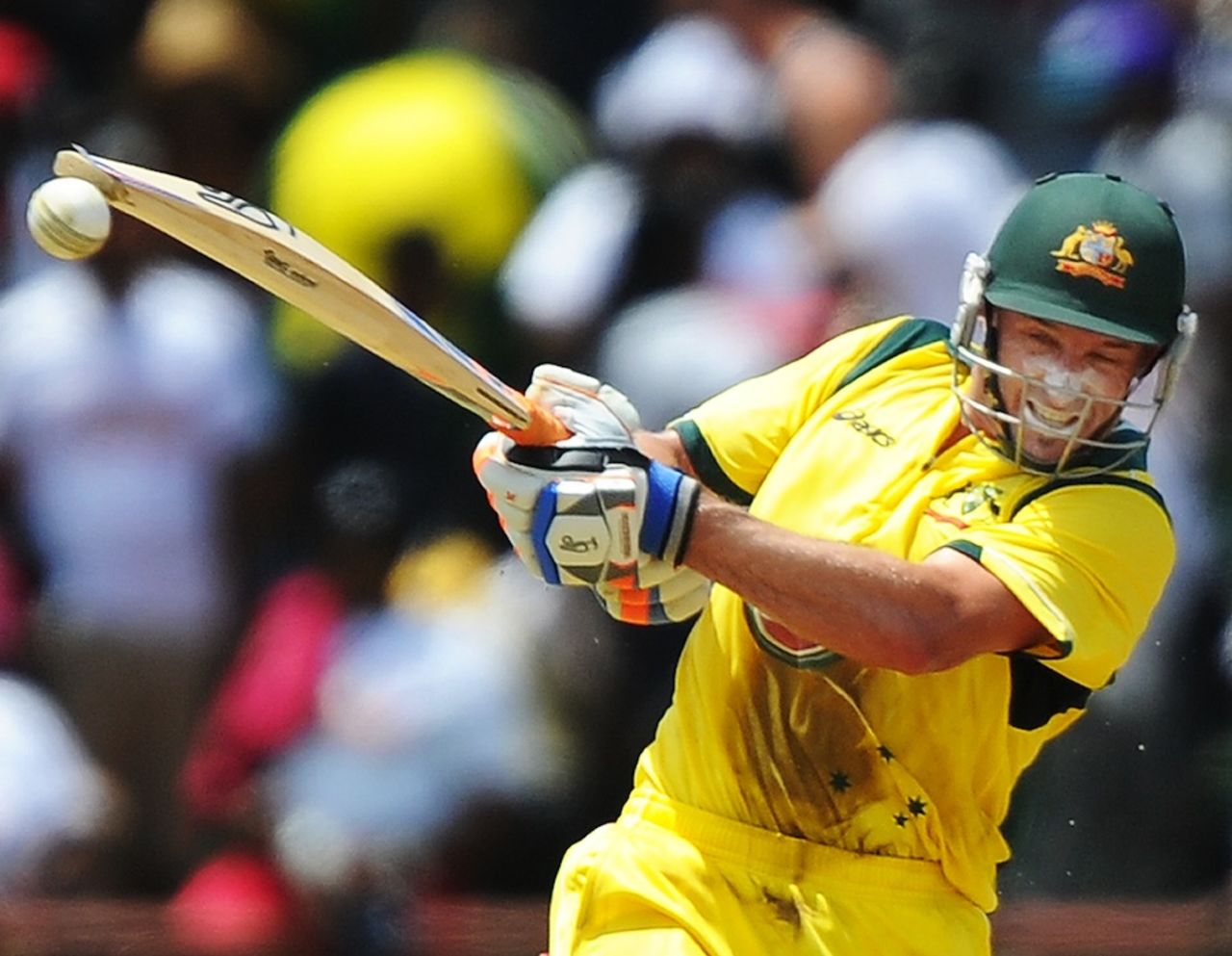 Michael Hussey pulls during his half-century, West Indies v Australia, 3rd ODI, St Vincent, March 20, 2012