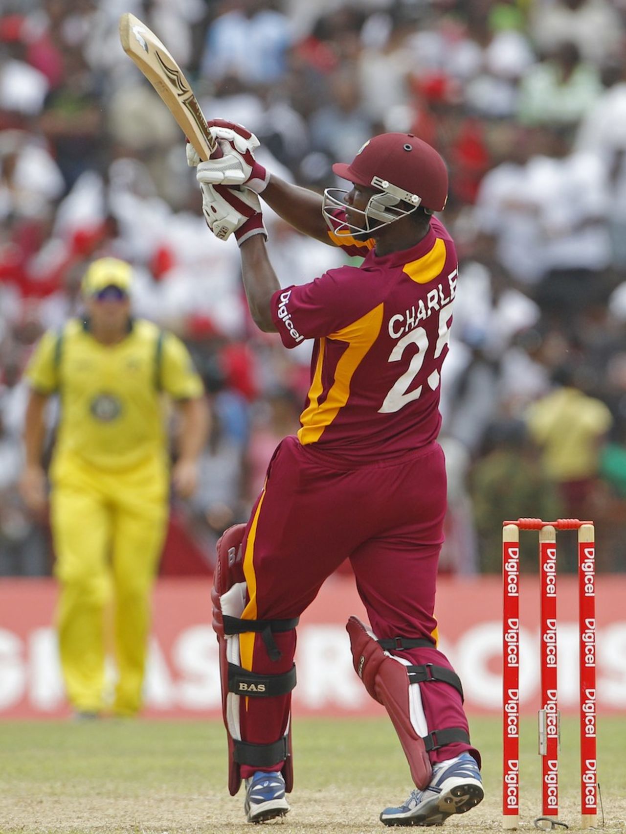 Johnson Charles pulls during his innings of 45, West Indies v Australia, 3rd ODI, St Vincent, March 20, 2012