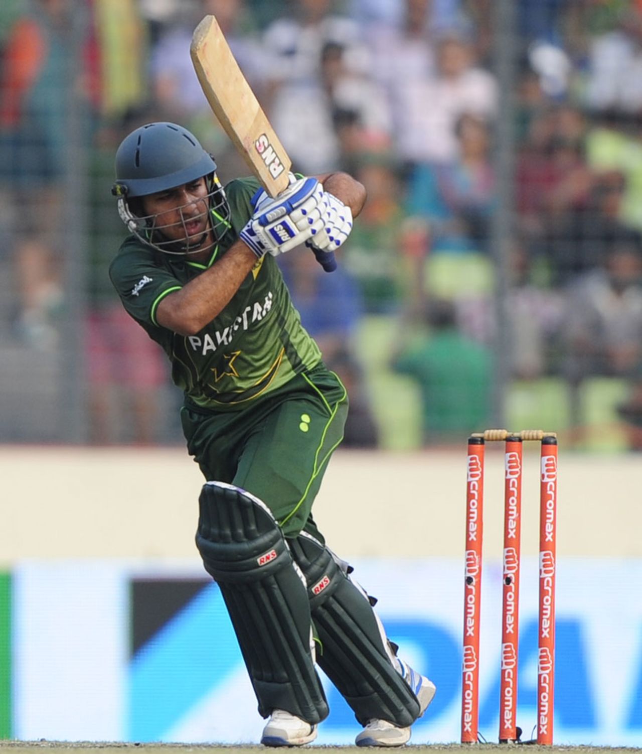 Sarfraz Ahmed plays one to the leg side, Bangladesh v Pakistan, Asia Cup final, Mirpur, March 22, 2012