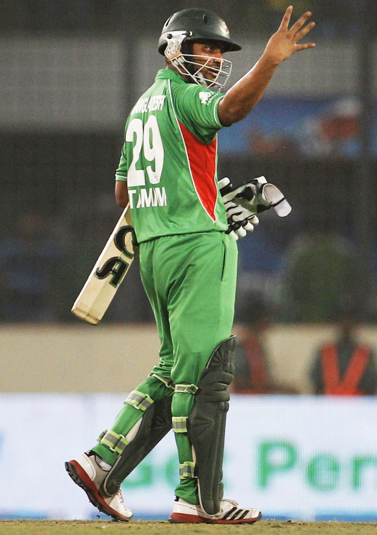 Tamim Iqbal reminds everyone he has scored four half-centuries in a row, Bangladesh v Pakistan, Asia Cup final, Mirpur, March 22, 2012