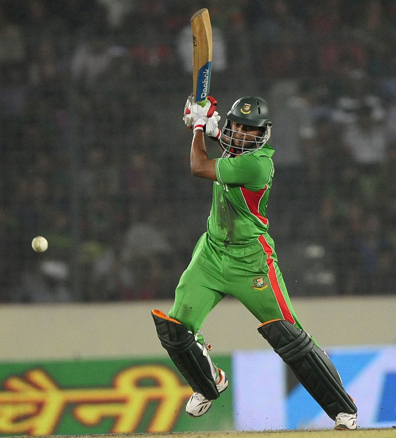 Shakib Al Hasan punches one through cover, Bangladesh v Pakistan, Asia Cup final, Mirpur, March 22, 2012