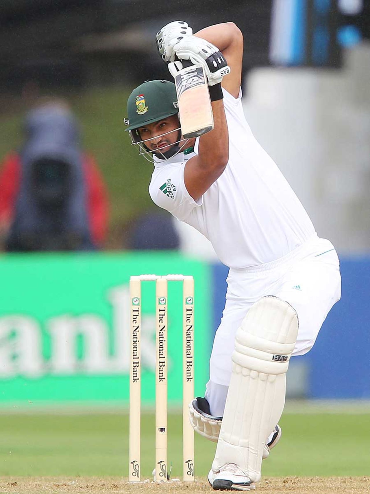 Alviro Petersen drives, New Zealand v South Africa, 3rd Test, Wellington, 1st day, March 23, 2012