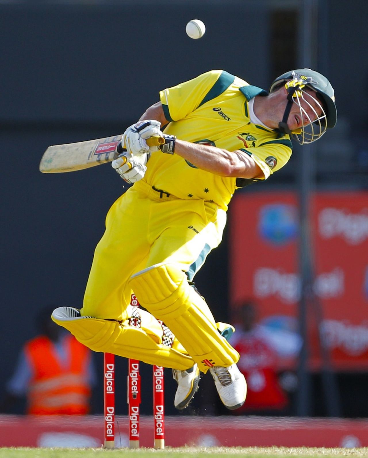 David Hussey avoids a short ball, West Indies v Australia, 4th ODI, Gros Islet, March 23, 2012