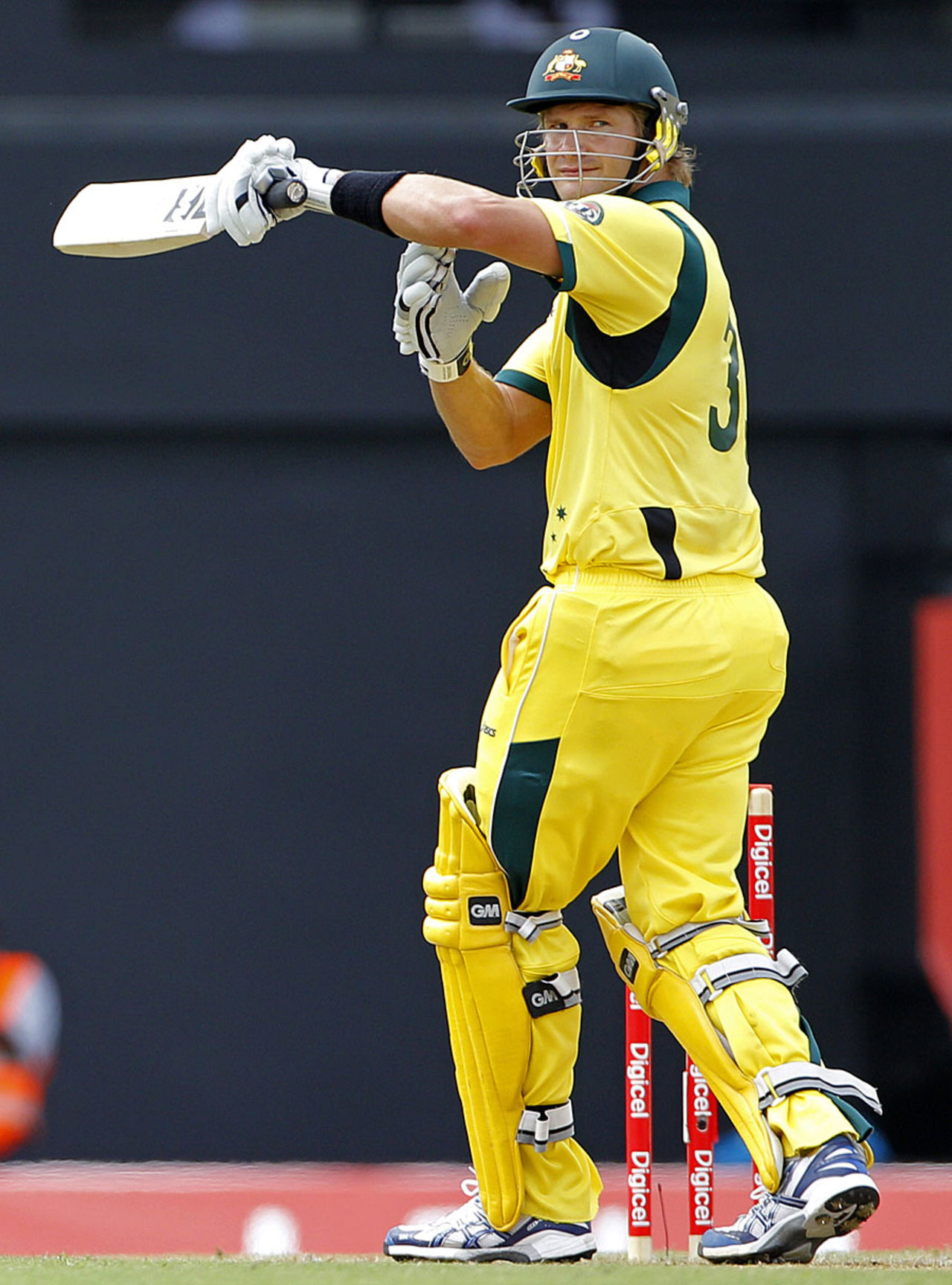 Shane Watson reviews an appeal for an LBW, West Indies v Australia, 5th ODI, Gros Islet, March 25, 2012