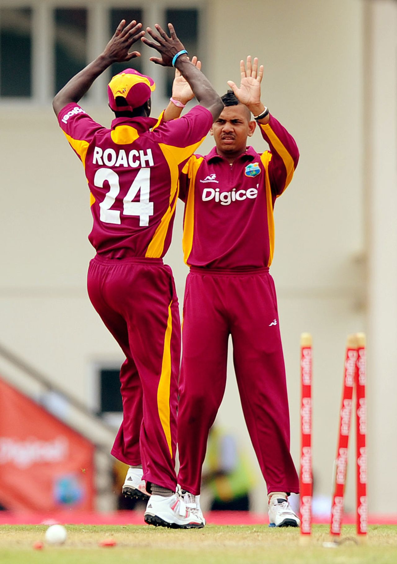 Sunil Narine bowled Brett Lee for 12, West Indies v Australia, 5th ODI, Gros Islet, March 25, 2012