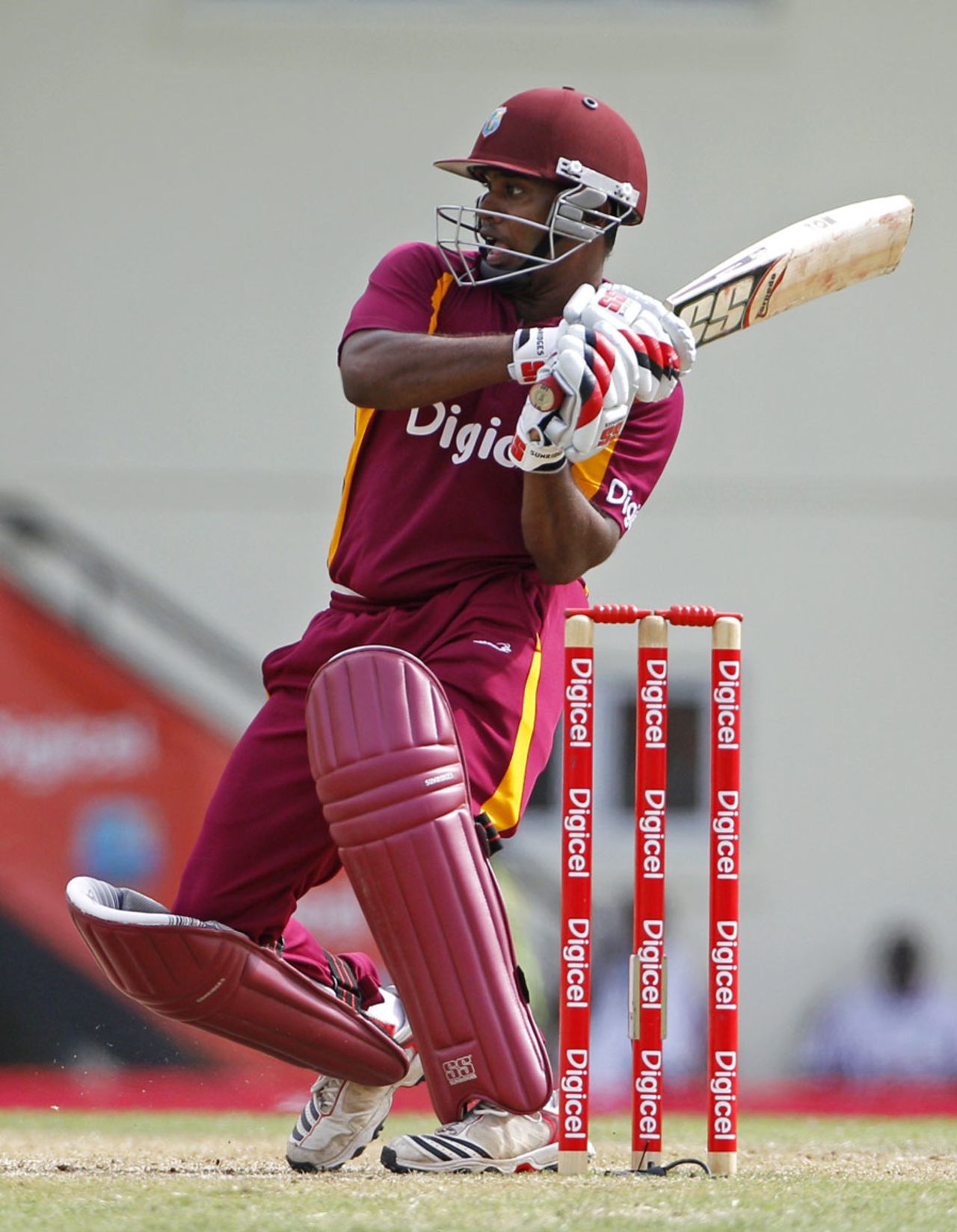 Adrian Barath swivels to play a pull shot, West Indies v Australia, 5th ODI, Gros Islet, March 25, 2012