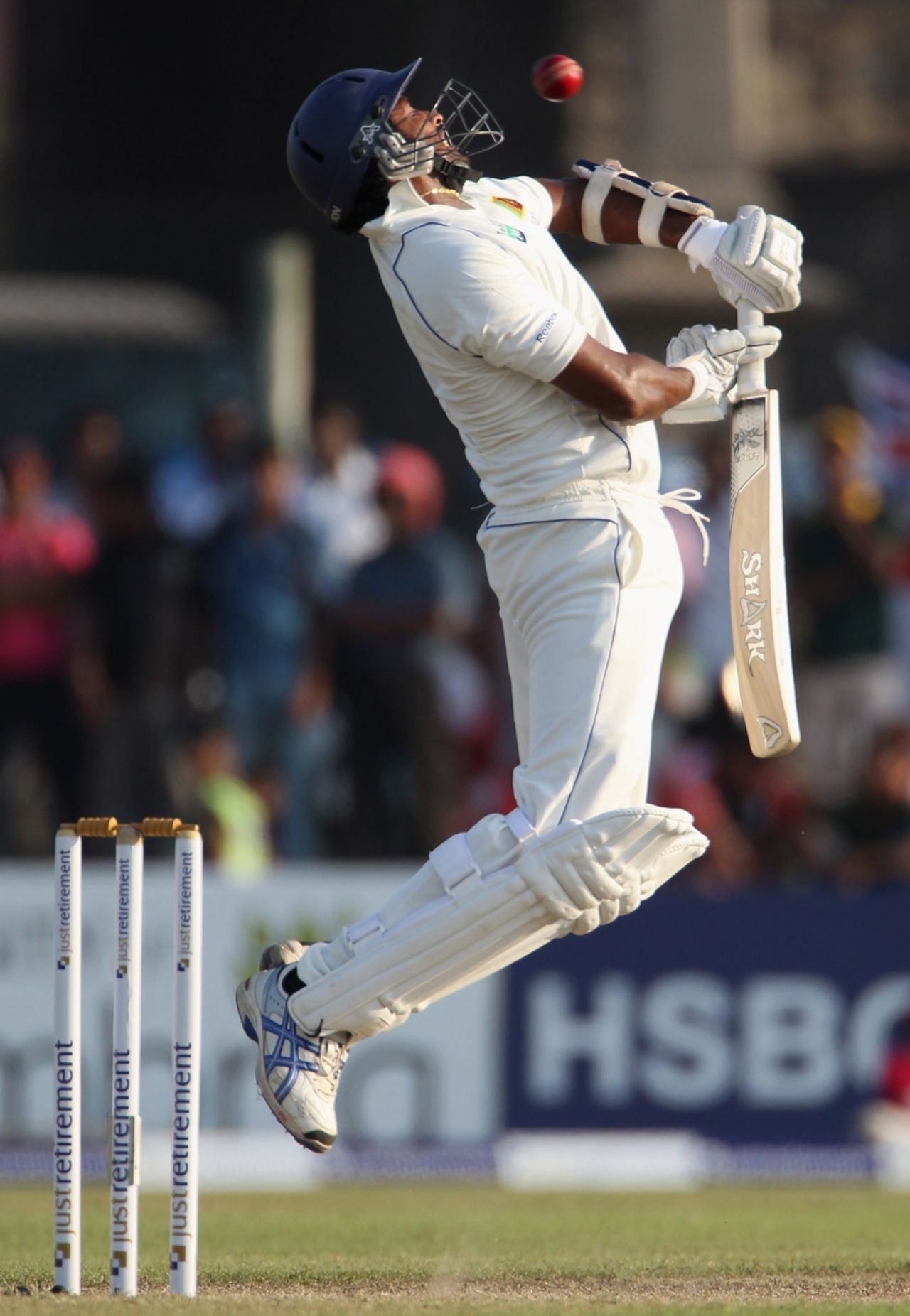 Chanaka Welegedara avoids a bouncer, Sri Lanka v England, 1st Test, Galle, 1st day, March 26, 2012