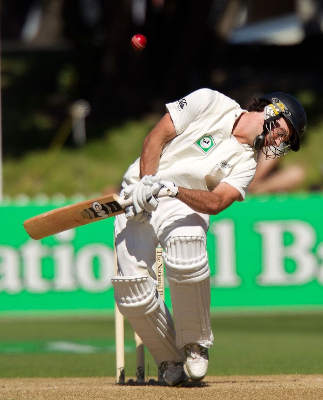 Dean Brownlie avoids a bouncer, New Zealand v South Africa, 3rd Test, Wellington, 5th day, March 27, 2012