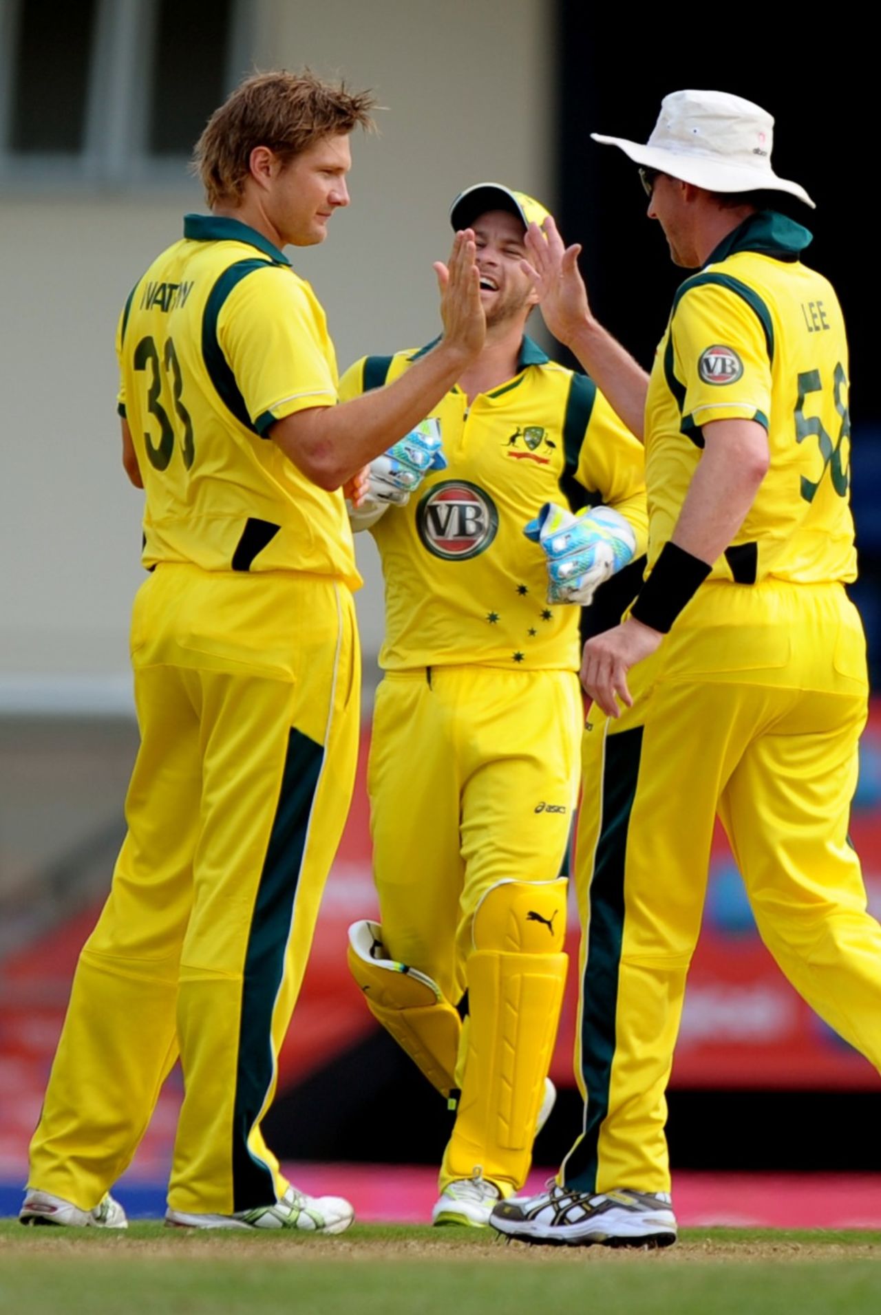Shane Watson celebrates having Johnson Charles lbw, West Indies v Australia, 1st Twenty20, St Lucia